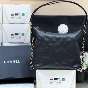 CC 25S Hobo Dual-Use Bag in Black Cowhide