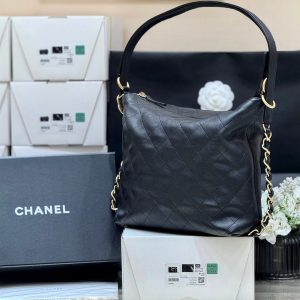 CC 25S Hobo Dual-Use Bag in Black Cowhide