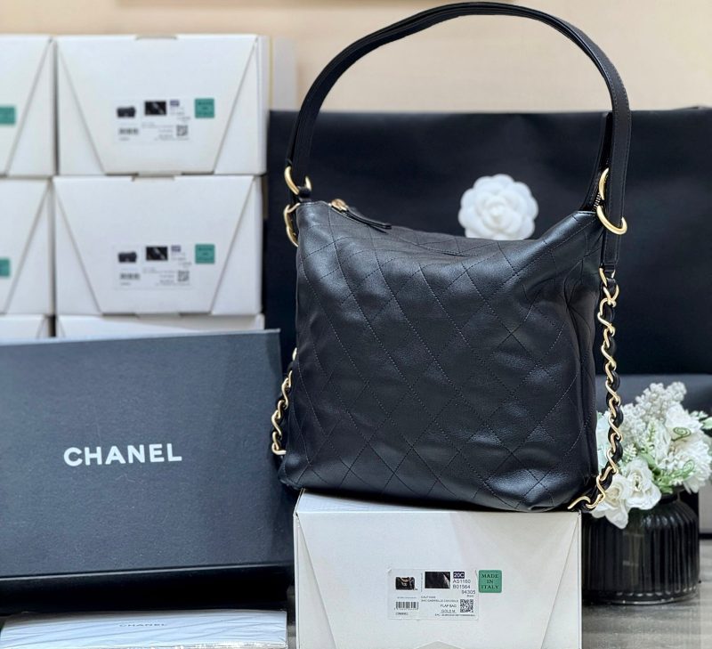 CC 25S Hobo Dual-Use Bag in Black Cowhide