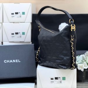 CC 25S Hobo Dual-Use Bag in Black Cowhide