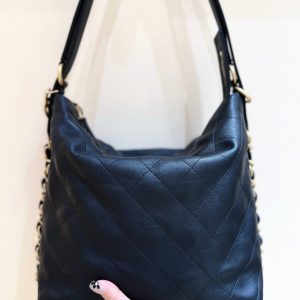 CC 25S Hobo Dual-Use Bag in Black Cowhide