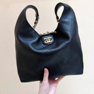 CC 25P Hippie Hobo Bag in Black Lambskin