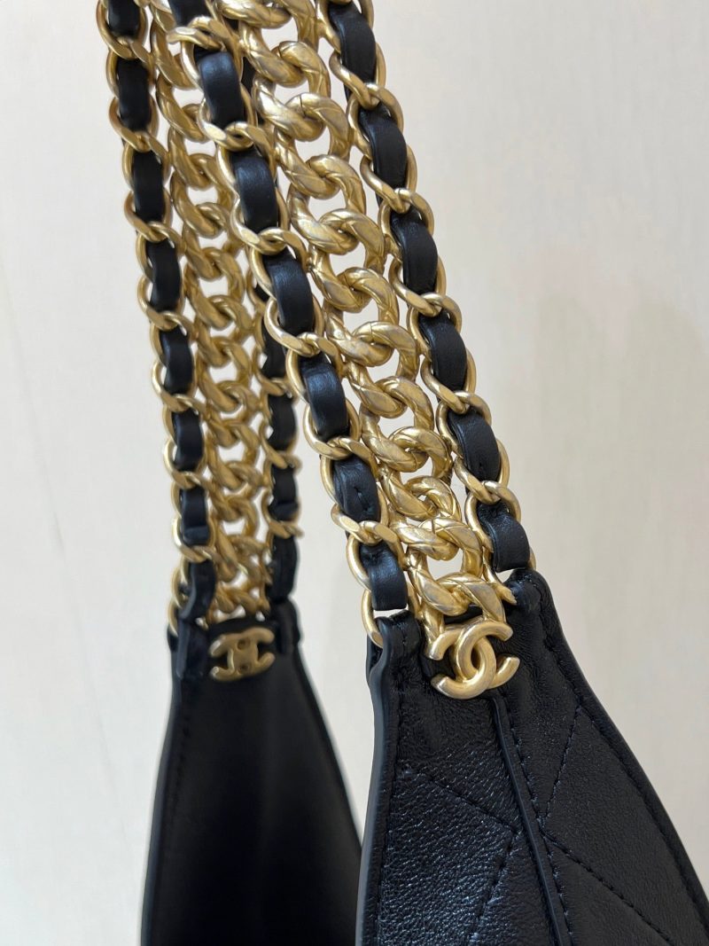 CC 25P Hippie Hobo Bag in Black Lambskin