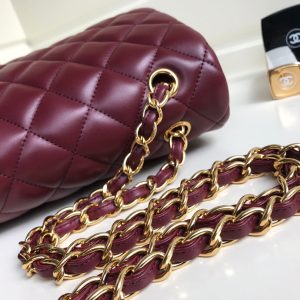 CC Classic Jumbo 30cm Burgundy Lambskin Gold Hardware