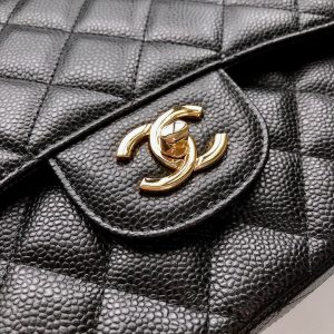 CC Classic Jumbo 30cm Black Caviar Gold Hardware