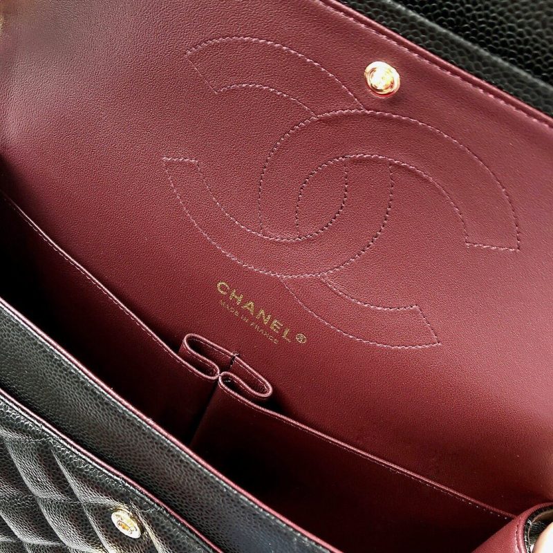 CC Classic Jumbo 30cm Black Caviar Gold Hardware