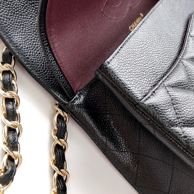 CC Classic Jumbo 30cm Black Caviar Gold Hardware