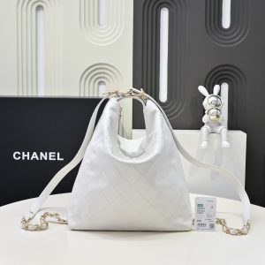 CC 25S Hobo Bag Runway Style Backpack in White Cowhide