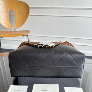 CC 25A Small Tote 36cm Chocolate Brown Suede Black Calfskin