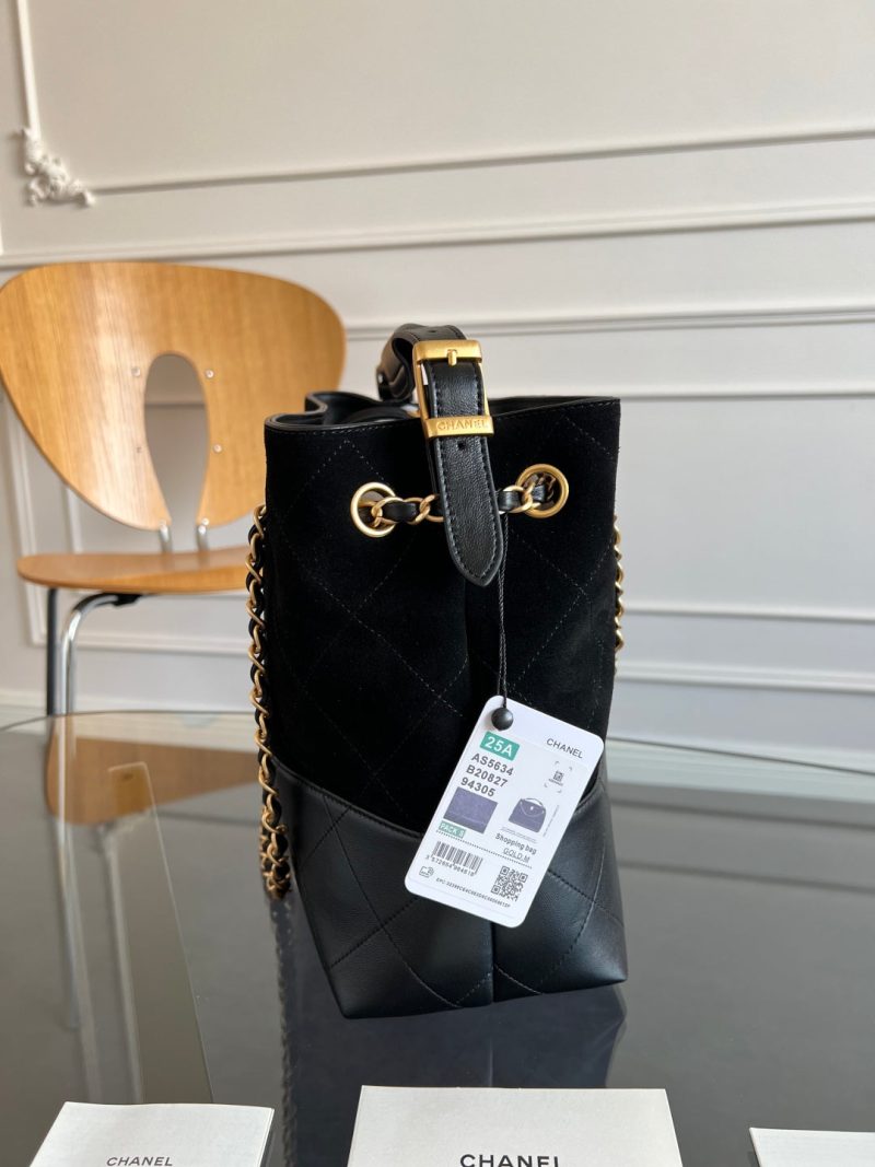 CC 25A Small Tote 36cm Black Suede Black Calfskin