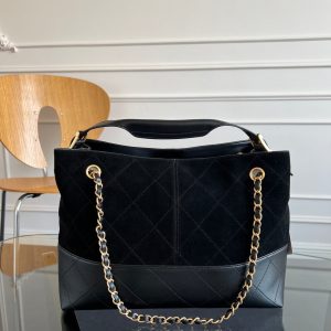 CC 25A Small Tote 36cm Black Suede Black Calfskin