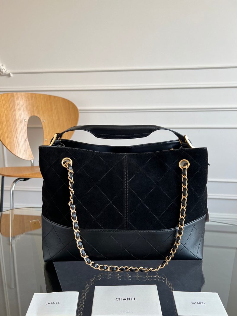 CC 25A Small Tote 36cm Black Suede Black Calfskin