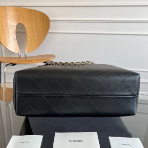 CC 25A Small Tote 36cm Black Suede Black Calfskin