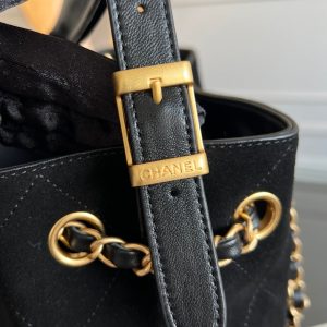 CC 25A Small Tote 36cm Black Suede Black Calfskin