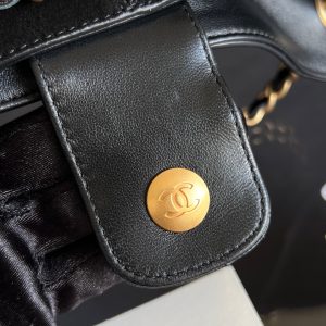 CC 25A Small Tote 36cm Black Suede Black Calfskin