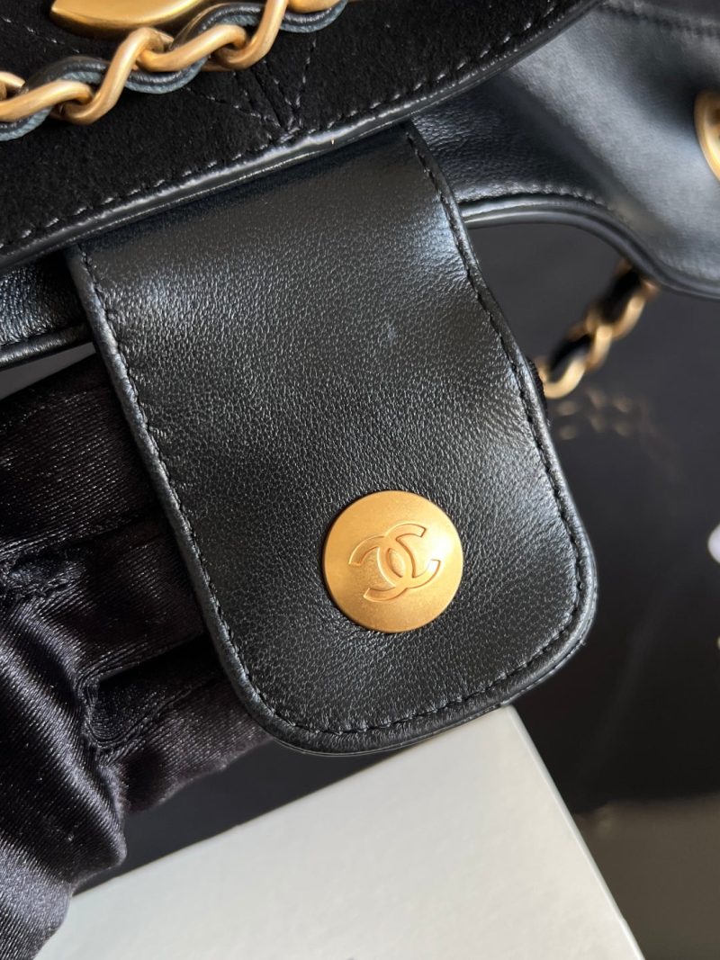 CC 25A Small Tote 36cm Black Suede Black Calfskin