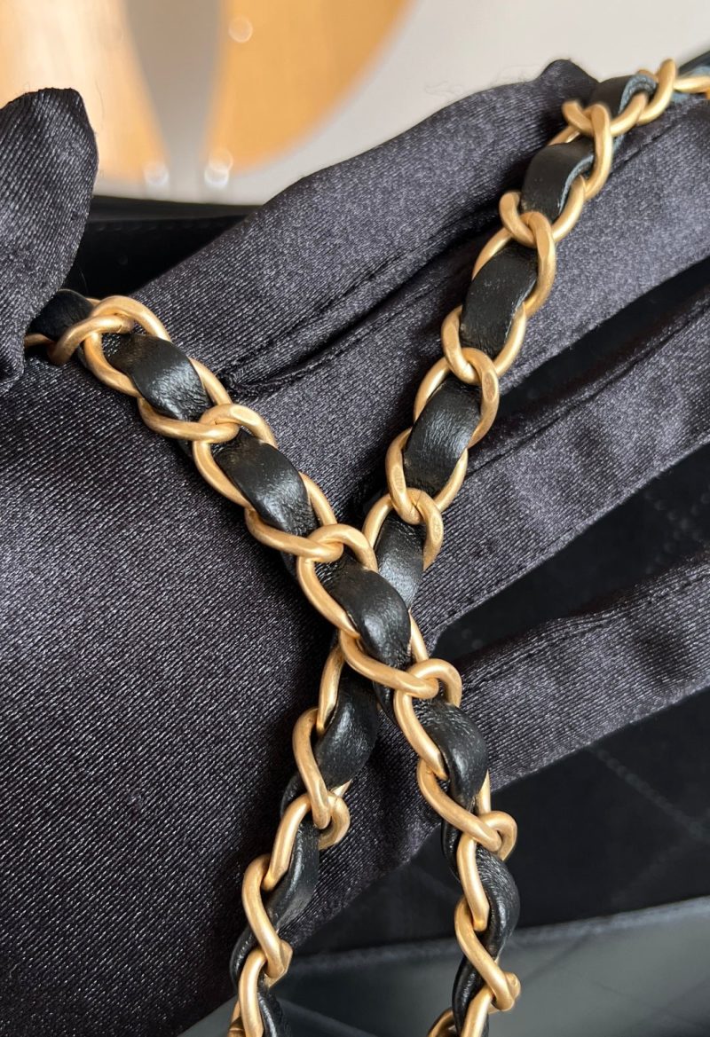 CC 25A Small Tote 36cm Black Suede Black Calfskin