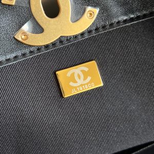 CC 25A Small Tote 36cm Black Suede Black Calfskin