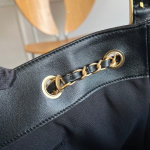 CC 25A Tote Bag Black Suede Black Calfskin