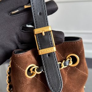 13405399168547382 CC 25A Tote Bag Chocolate Brown Suede Black Calfskin