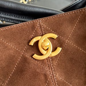13405399202176617 CC 25A Tote Bag Chocolate Brown Suede Black Calfskin