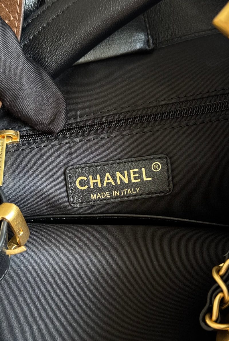 13405399206561298 CC 25A Tote Bag Chocolate Brown Suede Black Calfskin