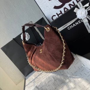 13405405625064632 CC 25A Tote Bag 33cm Dark Brown Suede
