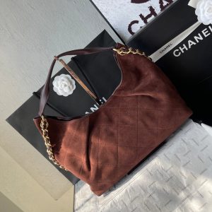 13405405626504808 CC 25A Tote Bag 33cm Dark Brown Suede