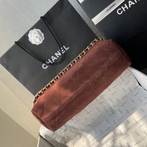 13405405627784930 CC 25A Tote Bag 33cm Dark Brown Suede