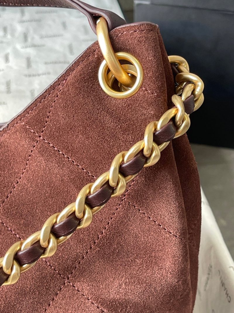 13405405630382359 CC 25A Tote Bag 33cm Dark Brown Suede