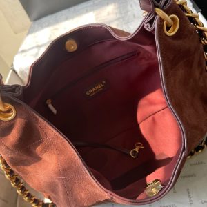 13405405631696965 CC 25A Tote Bag 33cm Dark Brown Suede