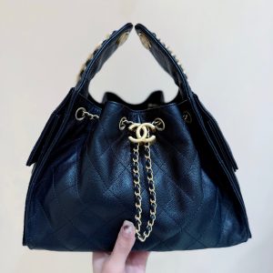 CC 25S Hobo Bag 25cm Black Calfskin