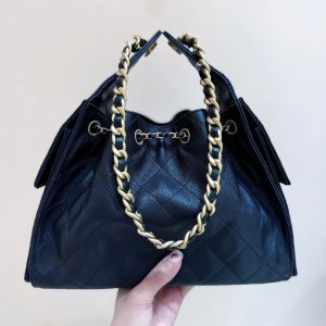 CC 25S Hobo Bag 25cm Black Calfskin