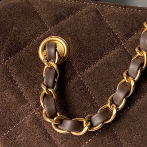 Chanel 25K Bowling 23.5 Brown Bag Suede 275906