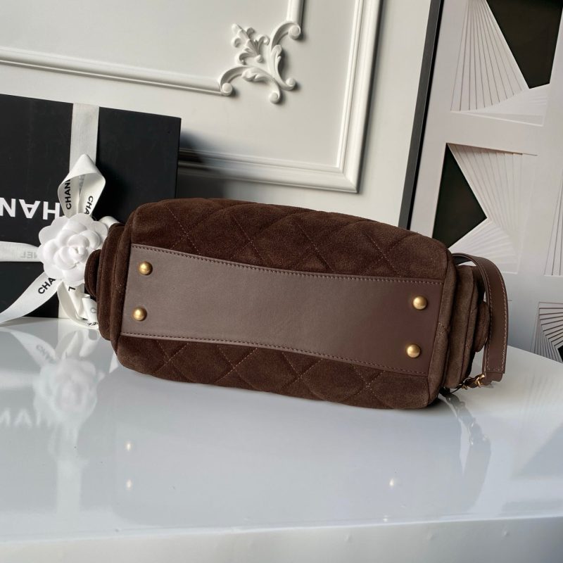 Chanel 25K Bowling 23.5 Brown Bag Suede 275906