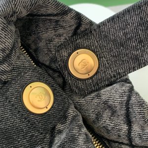 Chanel 25K Bow Bag 38cm Dark Gray Gold Denim Leather 275871