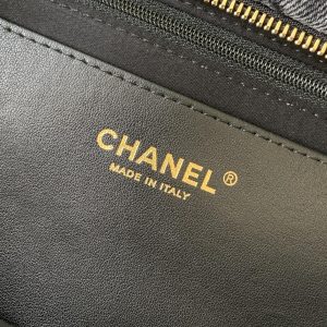 Chanel 25K Bow Bag 38cm Dark Gray Gold Denim Leather 275871