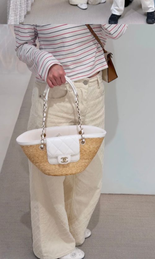 CC 26C Small Woven Basket Bag 34cm Natural Wheat Straw
