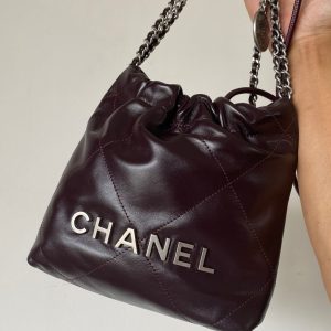 CC 24A Mini Hobo Bag 20cm Molten Dark Chocolate and Burgundy Lambskin SHW