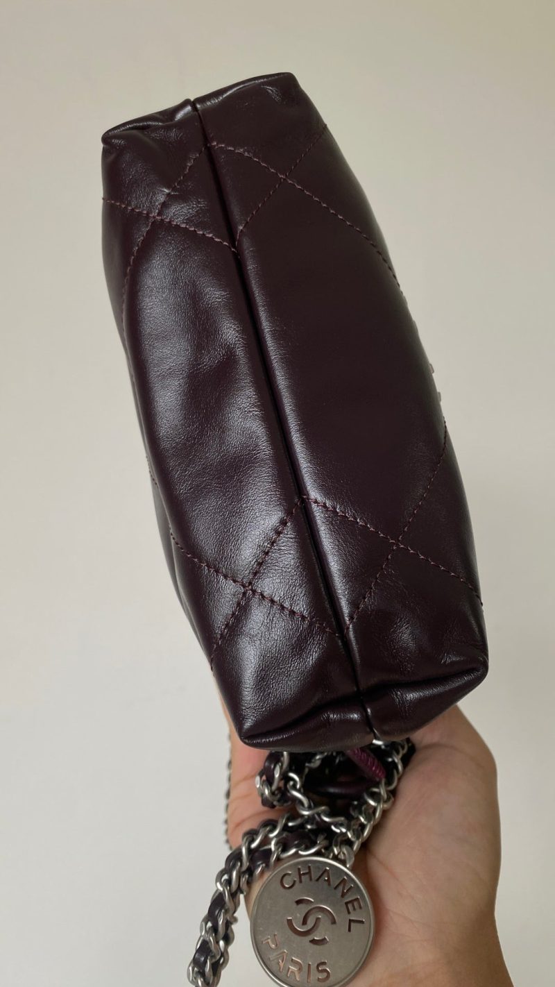 CC 24A Mini Hobo Bag 20cm Molten Dark Chocolate and Burgundy Lambskin SHW