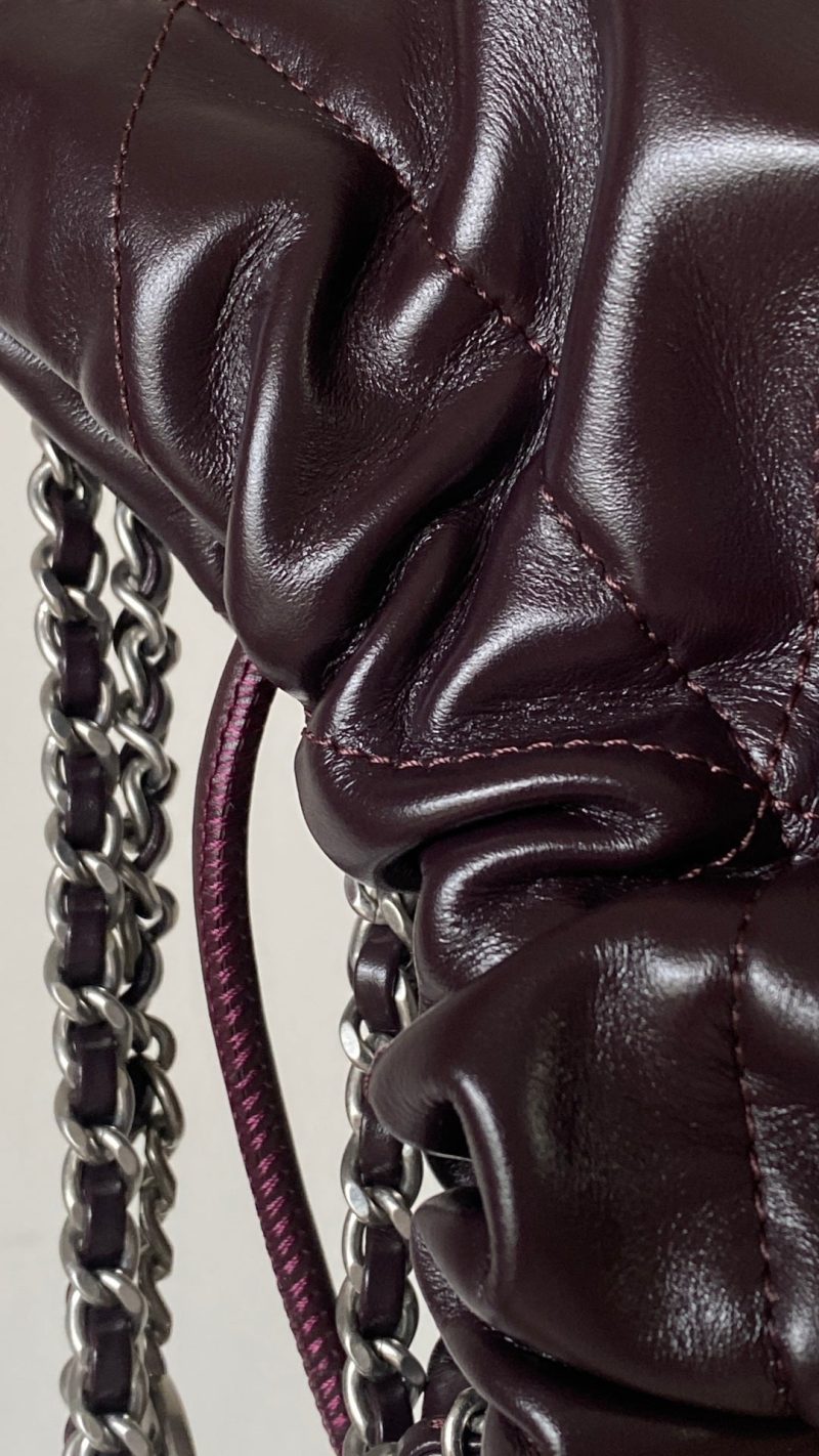 CC 24A Mini Hobo Bag 20cm Molten Dark Chocolate and Burgundy Lambskin SHW