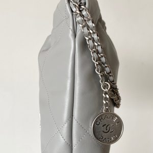 CC 23C Mini Hobo Bag 20cm Light Gray-Silver Lambskin SHW