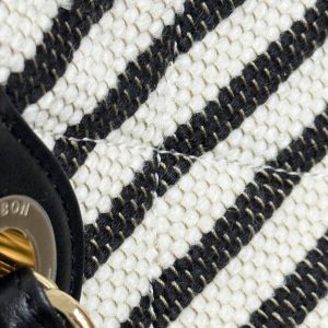 CC 26 Striped Woven Beach Bag 46 Black in Cowhide