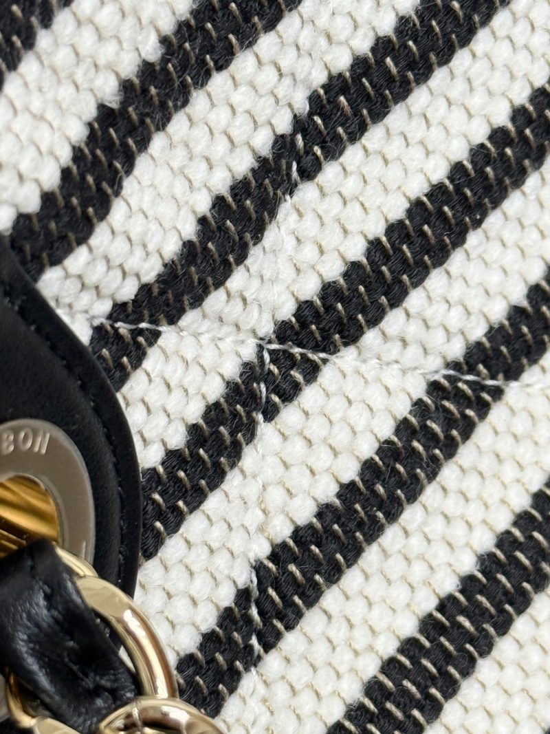 CC 26 Striped Woven Beach Bag 46 Black in Cowhide