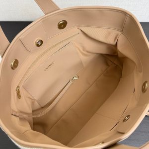 CC 26 Striped Woven Beach Bag 46 Beige in Cowhide