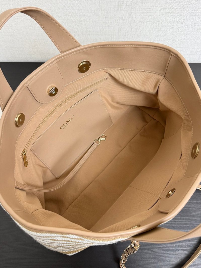 CC 26 Striped Woven Beach Bag 46 Beige in Cowhide