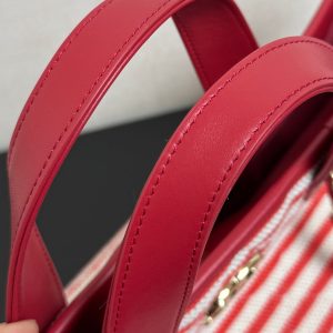 CC 26 Striped Woven Beach Bag 46 Red in Cowhide