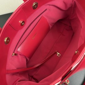 CC 26 Striped Woven Beach Bag 46 Red in Cowhide