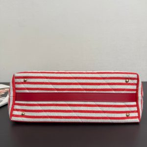 CC 26 Striped Woven Beach Bag 46 Red in Cowhide