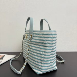 CC 26 Striped Woven Beach Bag 46 Blue in Cowhide